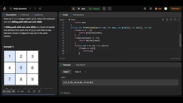 LEETCODE DAILY QUESTION 1289 | Minimum Falling Path Sum II | Is Kabir Coding #leetcode #programming