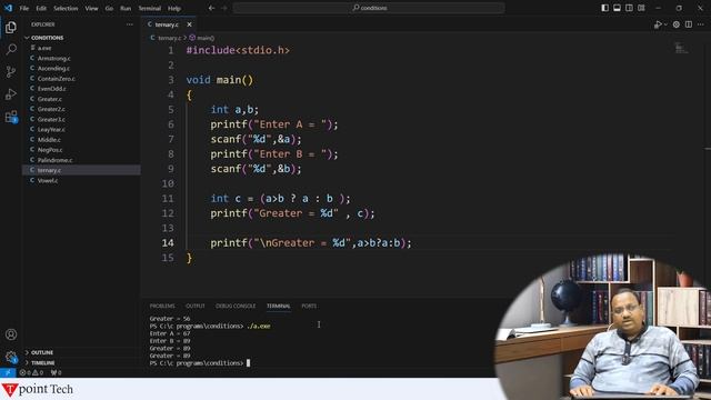 Conditional Statement (Ternary Operator) in C Programming Language | Tpoint Tech