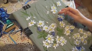 Вышивка лентами Василек (фрагмент вышивки) Мини МК (Ribbon embroidery cornflower)