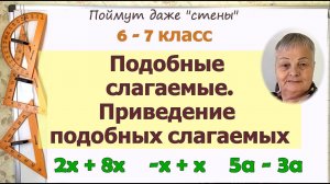 Подобные слагаемые. Приведение подобных слагаемых. 6 - 7 класс