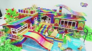 Магнитные шарики - Постройте Самый Красивый Бассейн С Водной Горкой Перед Домом С Радужной Волнистой