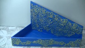 Переделка и декор картонной коробки остатками гипюра .