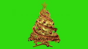 Вращающаяся золотая новогодняя елочка на хромакее