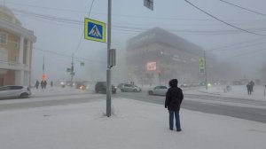 -40 С в Якутске, днем в центре города