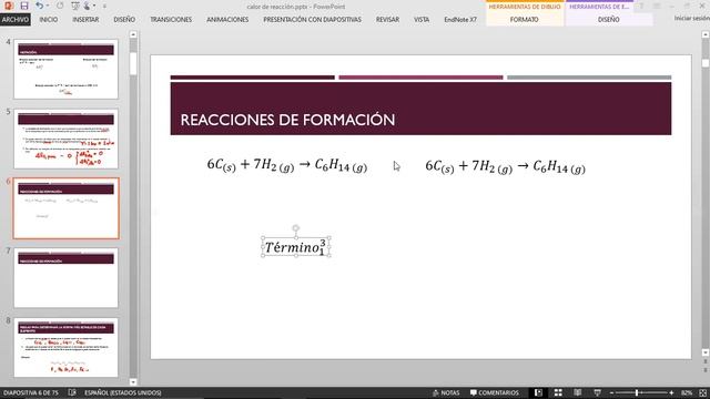 Planteamiento de reacciones de formación