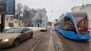 Поездка на трамвае по зимней Москве