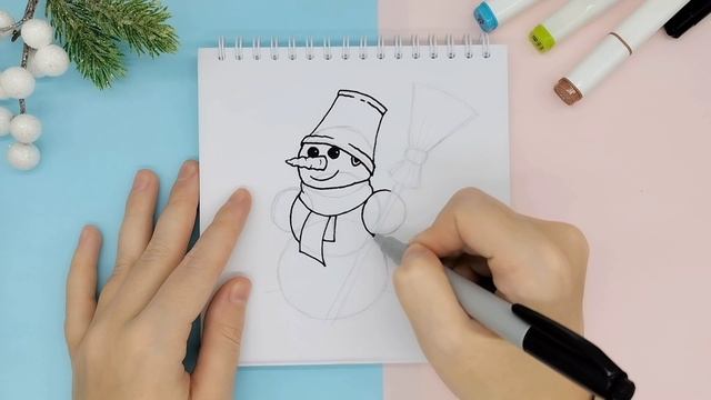 Рисуем снеговика лёгким способомНовогодние идеи рисования