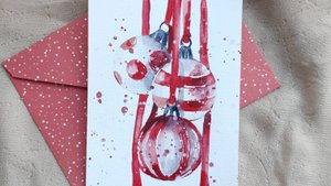 Урок "Новогодние шары", материалы к уроку (готовая работа и карандашный рисунок) в комментариях