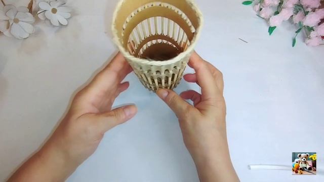 Бумажные идеи -5 |Поделки из картона |Декоративная ваза и цветы |cardboard crafts .