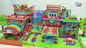 Магнитные шарики - Постройте Мега Современный Особняк С Баскетбольной Площадкой На Крыше Из Магнитны