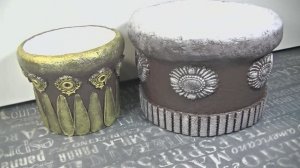 2 Кашпо из обычных пластиковых ведёрок .Идея из пластиковых ведер . Кашпо из ведер и папье-маше .