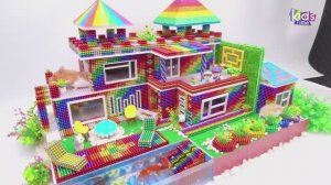 Магнитные шарики - Построенная В Саду Вилла Имеет Радужную Крышу И Бассейн