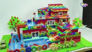 Магнитные шарики - Мега-Особняк с Бассейном и Водопадом Для Черепахи Из Магнитных Шариков