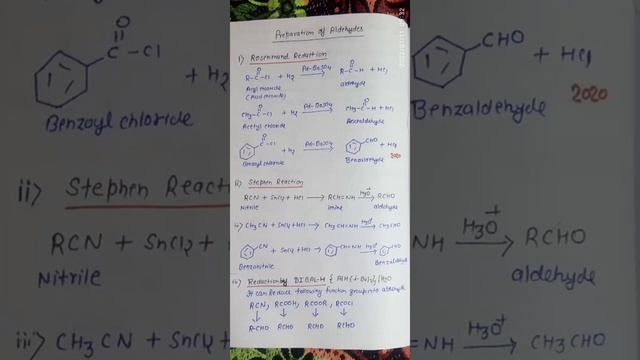 preparation of aldehyde.....term 02#notes