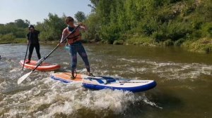 SUP серфинг на речной волне. Река Буготак. НСО