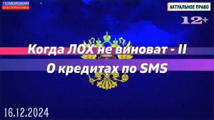 Когда лох не виноват – II. О кредитах по SMS. #АктуальноеПраво (16.12.2024) [12+].