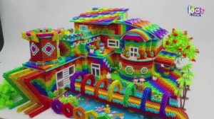 Магнитные шарики - Современное Бунгало С Радужным Мостом Над Прудом С Рыбками Из Магнитных Шариков