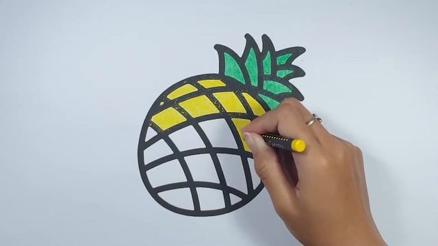 How to Coloring a Pineapple Step by Step With Crayon | Learn Colors For Kids
