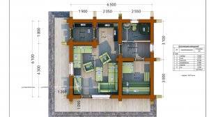 Проект рубленой бани 6.5х6 м