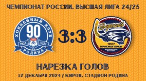 12.12.2024. ХсМ. Высшая лига 24/25. Нарезка голов. «Родина-2» - «Зоркий» – 3:3 (0:2).