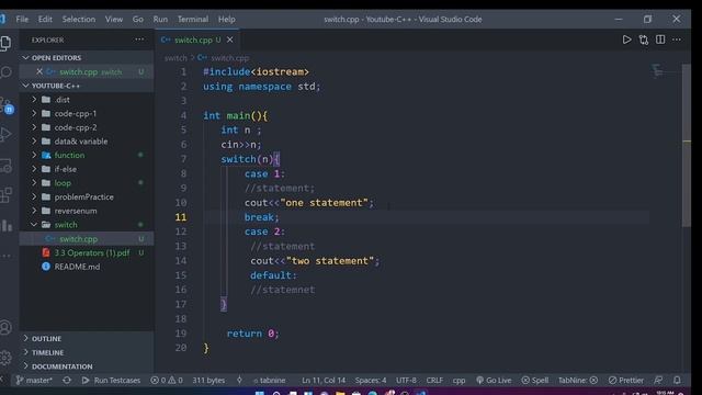 The syntax for a switch statement in C++ | C++ tutorial | programming смотреть онлайн