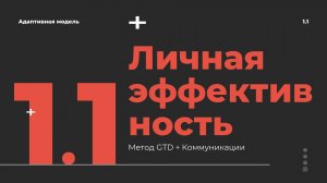 Адаптивная модель:
1.1 Личная эффективность