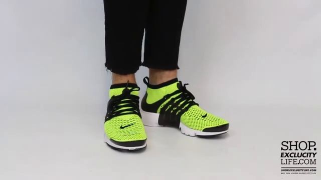 Nike Presto Flyknit Ultra Volt - Black On feet Video at Exclucity смотреть онлайн