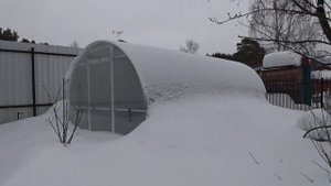 Теплица Бастион Премиум, первая зима / Испытание снегопадом 7 февраля 2019 г.
