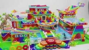 Магнитные шарики - Строим Мега-Дом с  Бассейном Для Крокодила И Хомяка