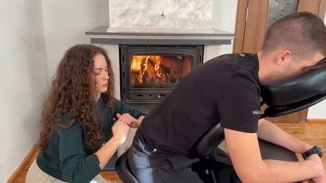 Amazing ASMR Head and Scalp Massage With Fireplace Sounds - ASMR Fireplace Burning