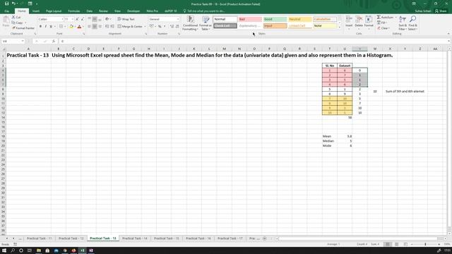 Practice Task 13   Calculate Mean, Median, Mode and Histogram Representation