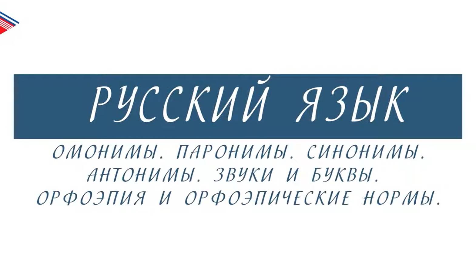 10 класс - Русский язык - Омонимы. Паронимы. Синонимы. Антонимы. Звуки и буквы. Орфоэпия