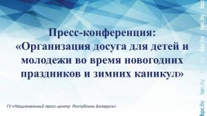 Организация досуга для детей и молодежи во время новогодних праздников и зимних каникул