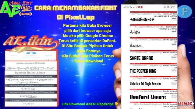 🔵TUTORIAL CARA MENAMBAH FONT DI #PixelLap | #Aeikin6