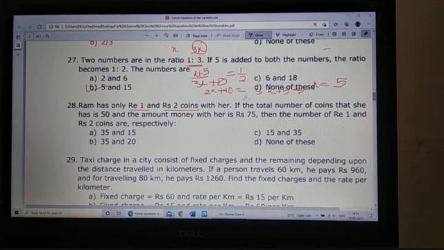 Linear Equations in two Variables             Multiple Choice Questions
