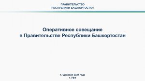 Оперативное совещание в Правительстве Республики Башкортостан: прямая трансляция 17 декабря 2024 г.