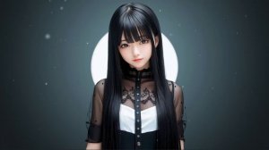 Азиаточка | Cute Chinese Girl With Black Hair Moon - Живые Обои