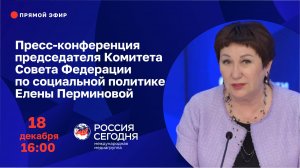 Пресс-конференция председателя Комитета Совета Федерации по социальной политике Елены Перминовой