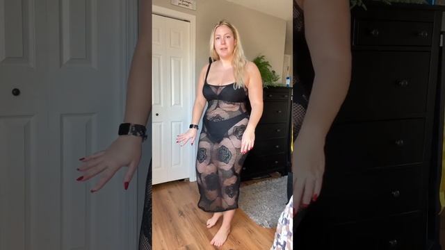 SHEIN Midsize Black Mesh Dress Try On