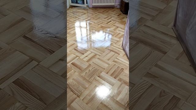Циклевка паркета, до и после