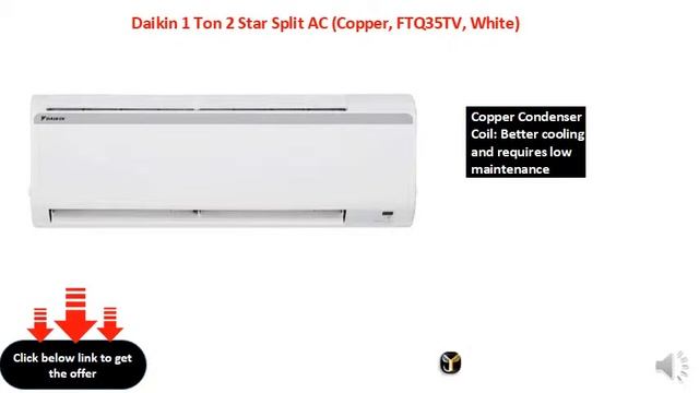 Daikin 1 Ton 2 Star Split AC (Copper, FTQ35TV, White) смотреть онлайн