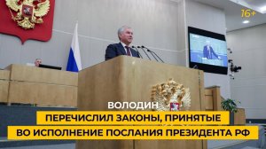 Володин перечислил законы, принятые во исполнение послания Президента РФ