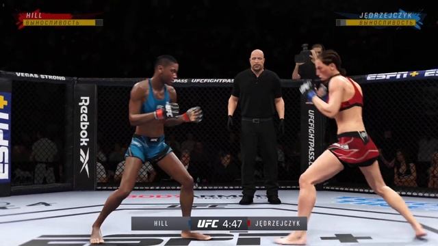 UFC 4 минимальный вес женщины первый тур Angela Hill (США) - Joanna Jedrzejczyk (Польша)