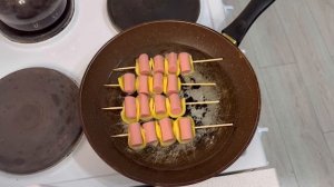 Мини шашлычки из сосисок за 5 минут