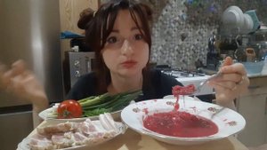 MUKBANG🥘🥄Борщ/Сало/Овощи😋Ответ на ❓Мукбанг Не Асмр