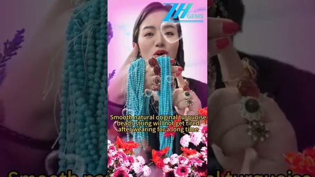 241218-1 Smooth natural original turquoise beads string will not get tired after wearing for a long