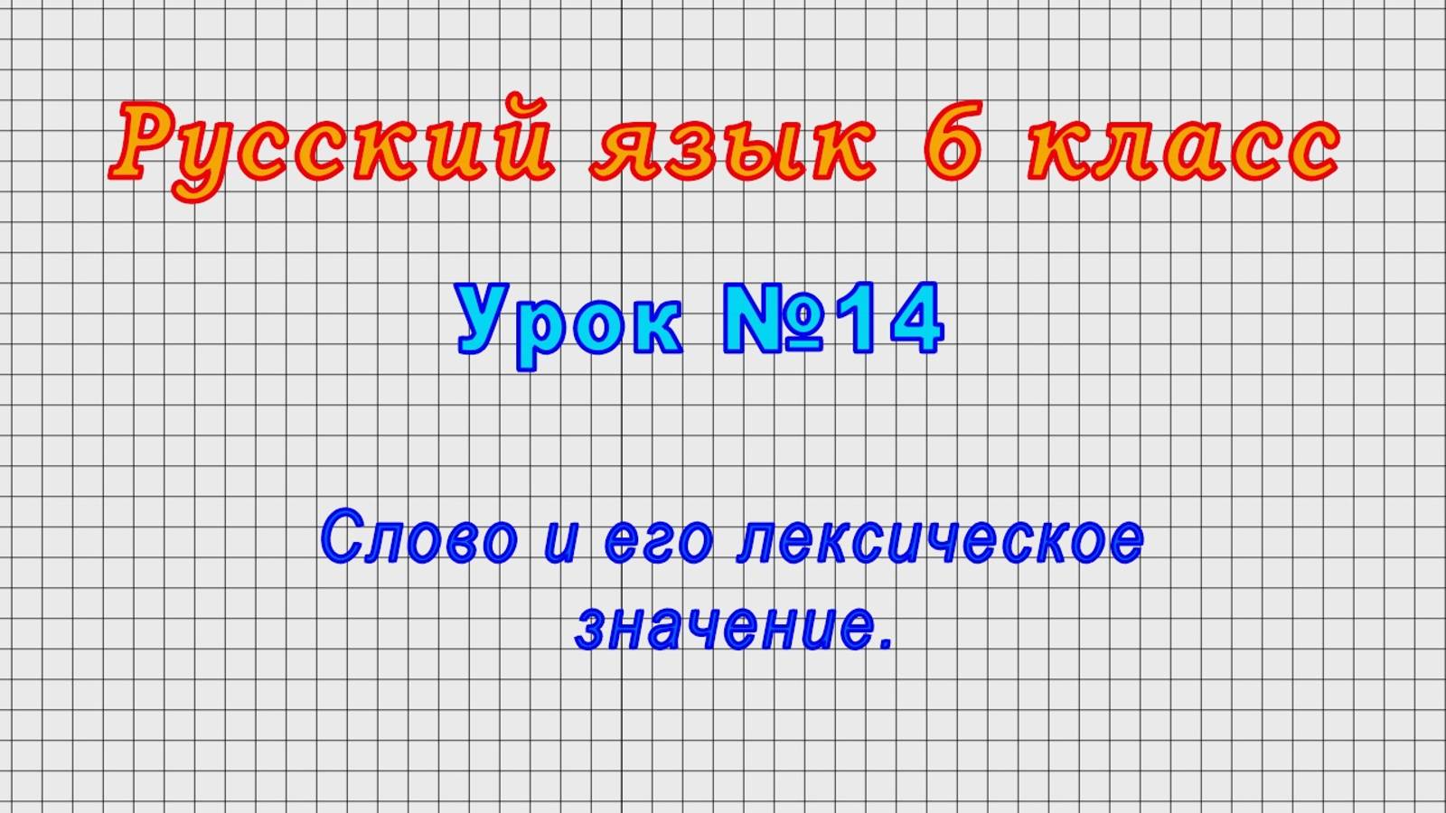 Русский язык 6 класс (Урок№14 - Слово и его лексическое значение.)