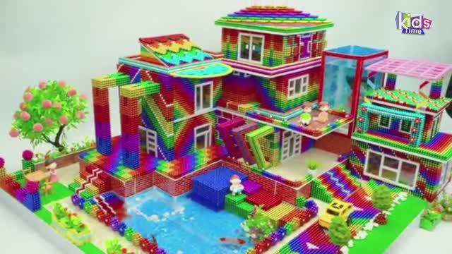 Магнитные шарики - Постройте Мега Современный Особняк С 3D Крышей И Бассейном Для Крабов Из Магнитны