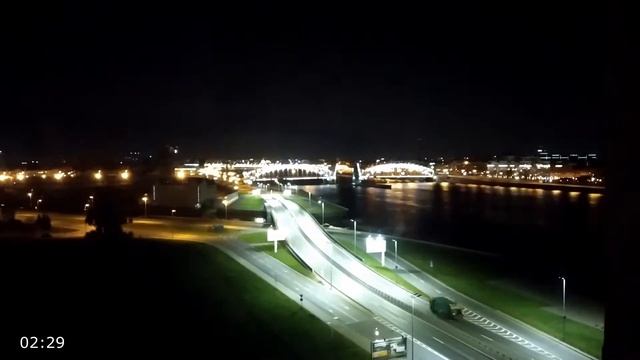 Большеохтинский мост ночью. Город Санкт-Петербург 05.10.2021. смотреть онлайн