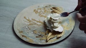 Скульптурная живопись: демонстрация техники. Мини-панно ПИОН с золотом.